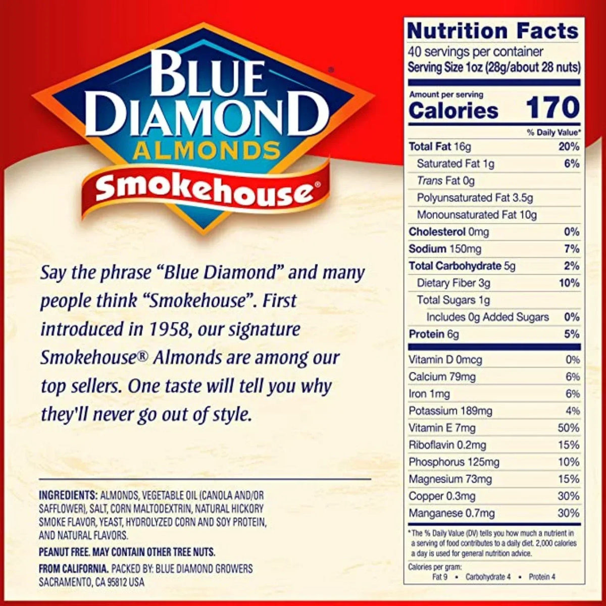 Blue Diamond Smokehouse Almonds: 2LB Bag