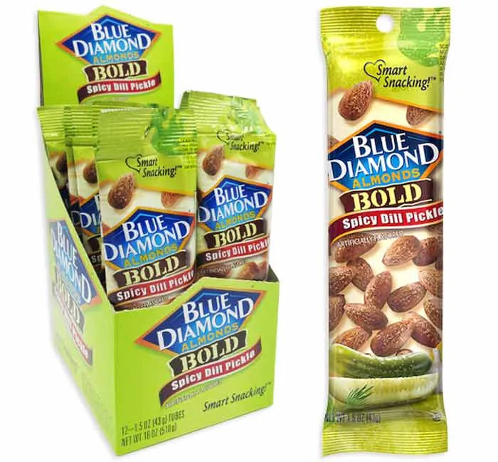 Blue Diamond Bold Spicy Dill Pickle Almonds: 12-Piece Box